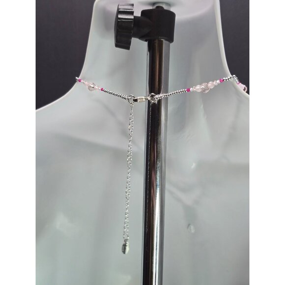 Unique Handcrafted 925 Sterling Silver Ruby Sweet Heart Inspired beaded Necklace - Picture 5 of 11